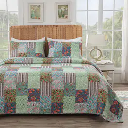 BreeBe - Jasmin Quilt Set 3-Piece King/Cal King - Jade