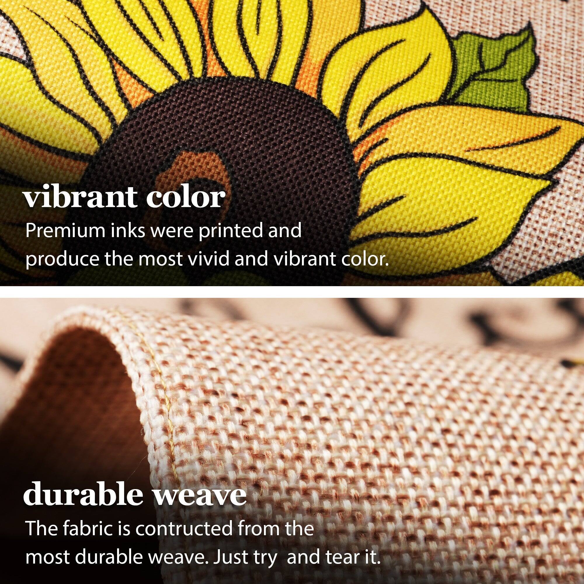 vibrant color  
Premium inks were printed and produce the most vivid and vibrant color.  

durable weave  
The fabric is constructed from the most durable weave. Just try and tear it.