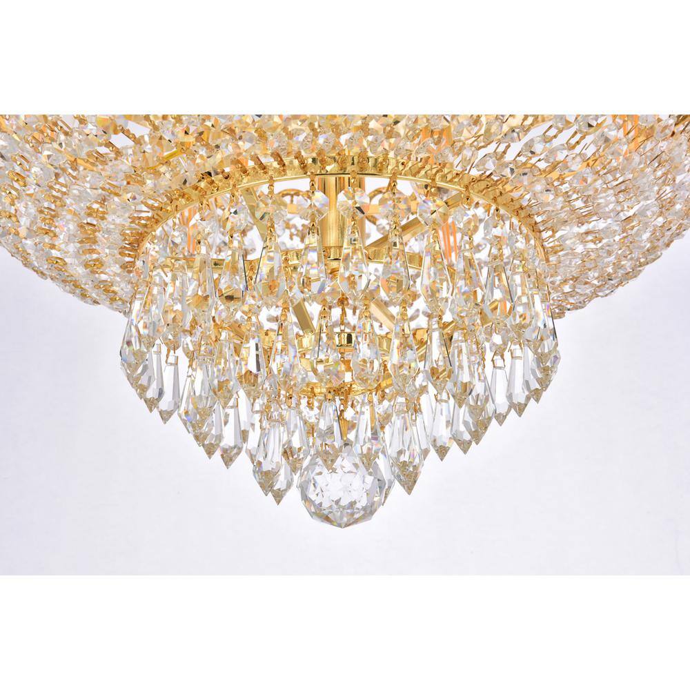 Alt View 4. Elegant Lighting - Century 9 light Gold Flush Mount Clear Royal Cut Crystal - Gold.