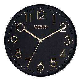 La Crosse Clock Co. - 12 Inch Paxton Silent Sweep Analog Quartz Wall Clock - Black