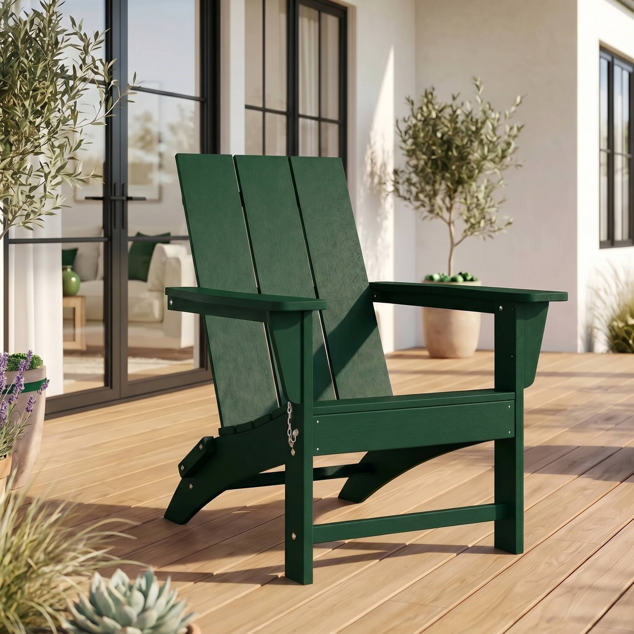 Angle. WestinTrends - WestinTrends Ashore Outdoor HDPE Modern Folding Adirondack Chair - Dark Green.