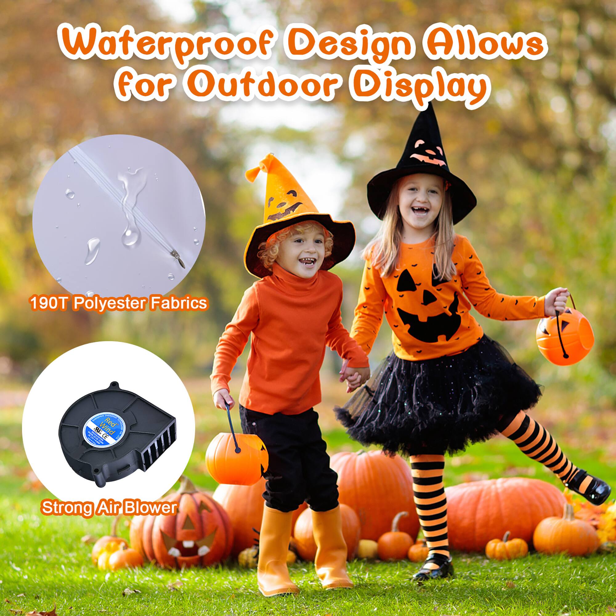 Waterproof Design Allows for Outdoor Display: 190T Polyester Fabrics - Wind Resistant: Strong Air Blower