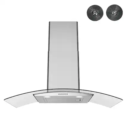 Front. Streamline - 36 in. Alfonso Convertible Wall Mount 220 CFM Range Hood, Baffle Filters, Push Button Control, LED Lights - Brushed Stainless Steel.