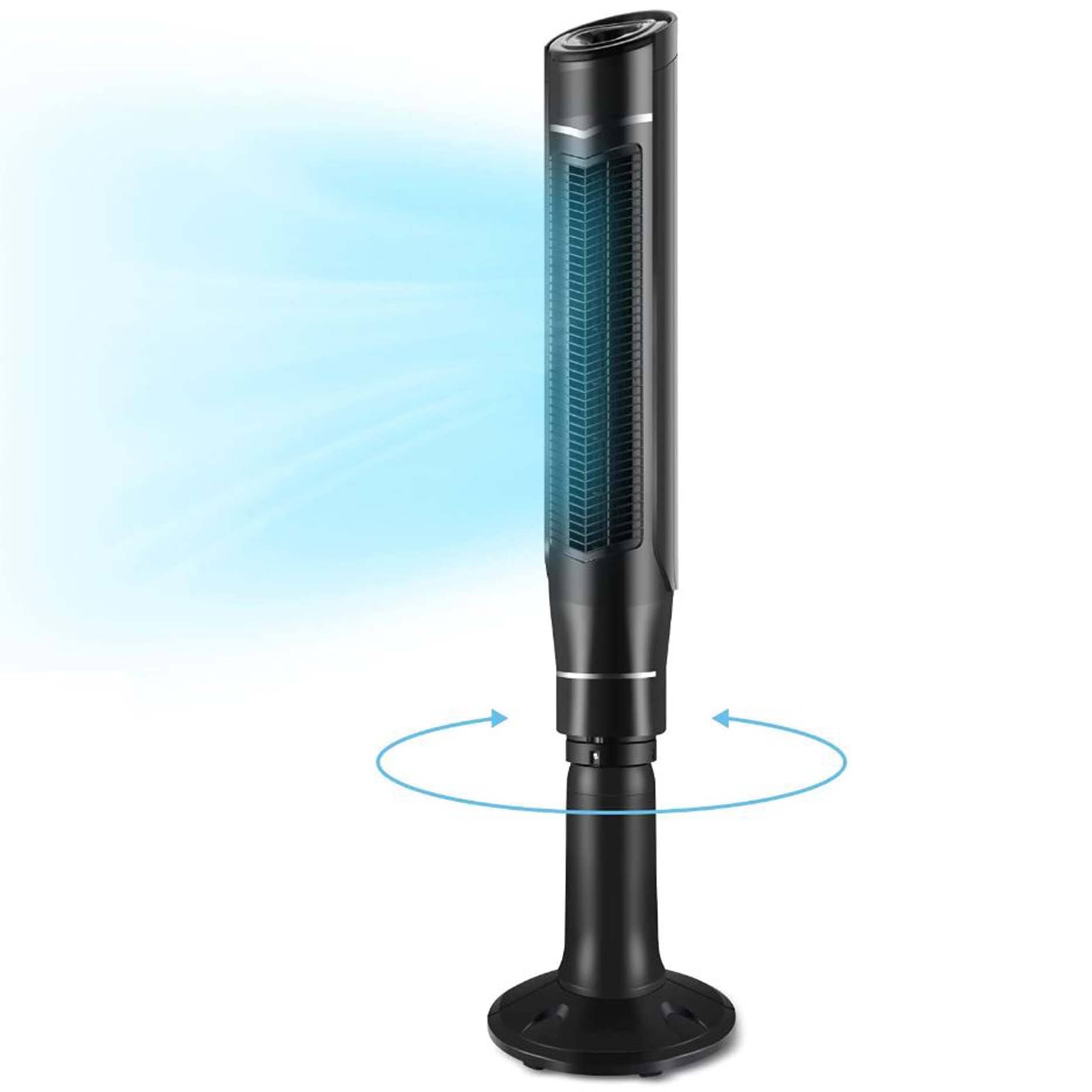 Alt View 1. Optimus - Optimus 59 Inch 360 Degree Oscillation Pedestal Tower Fan in Black with Remote - Black.