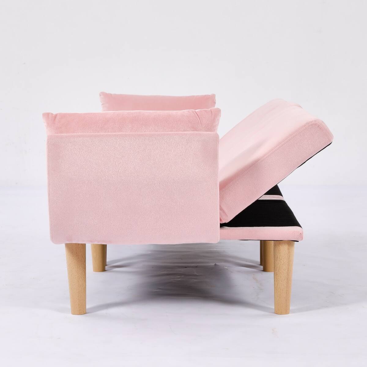 Alt View 8. Ropilly - Ropilly Pink Velvet Loveseat Foldable Sofa, 72 Inch Upholstered Couch for Small Living Room Apartment - Pink.