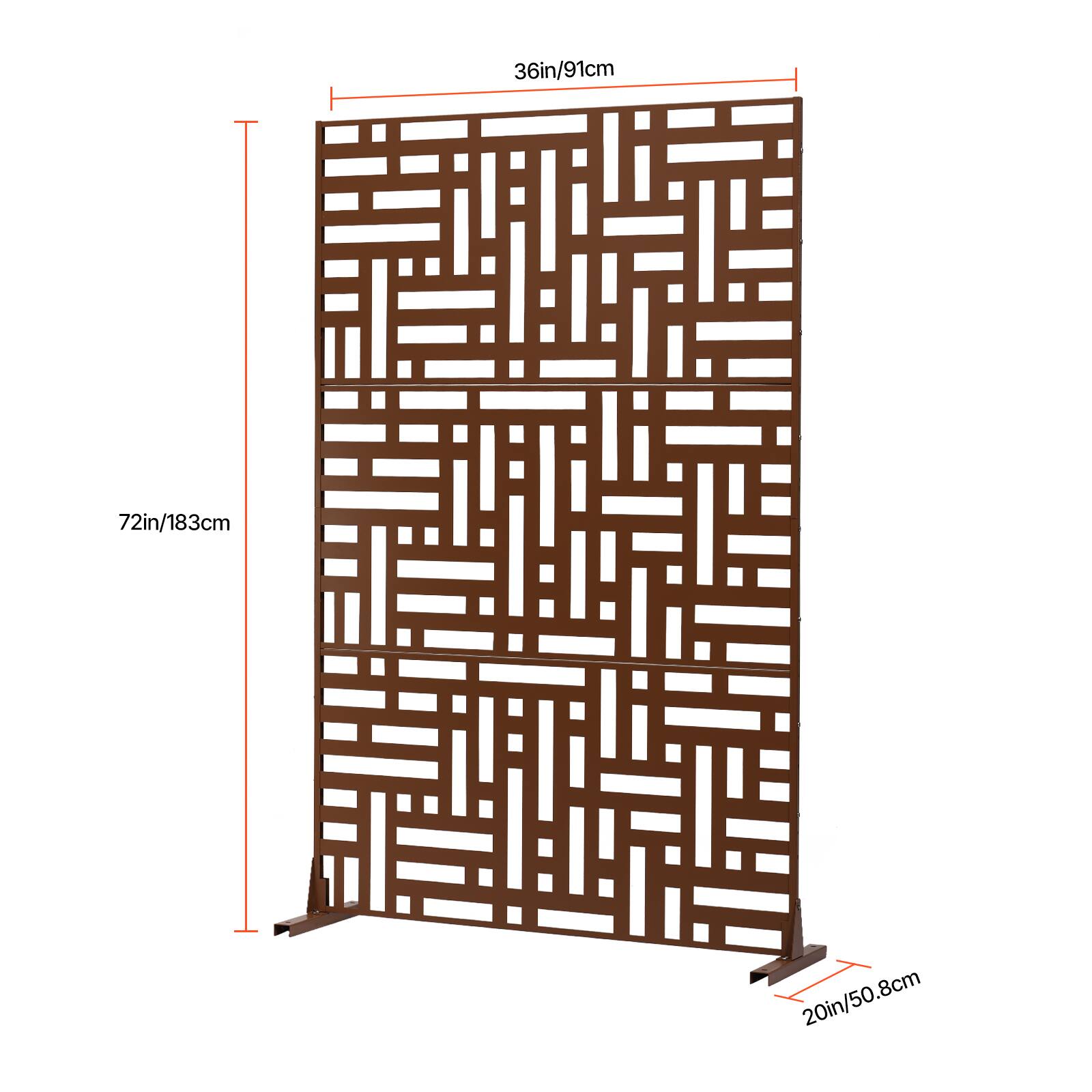 36in/91cm  
72in/183cm  
20in/50.8cm