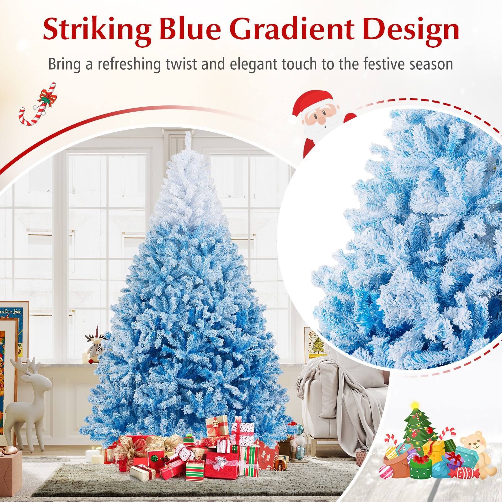 Striking Blue Gradient Design  
Bring a refreshing twist and elegant touch to the festive season