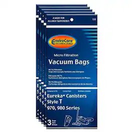 15-Pack EnviroCare Eureka Style T Canister Vacuum Bags for 61555A, 970, 972