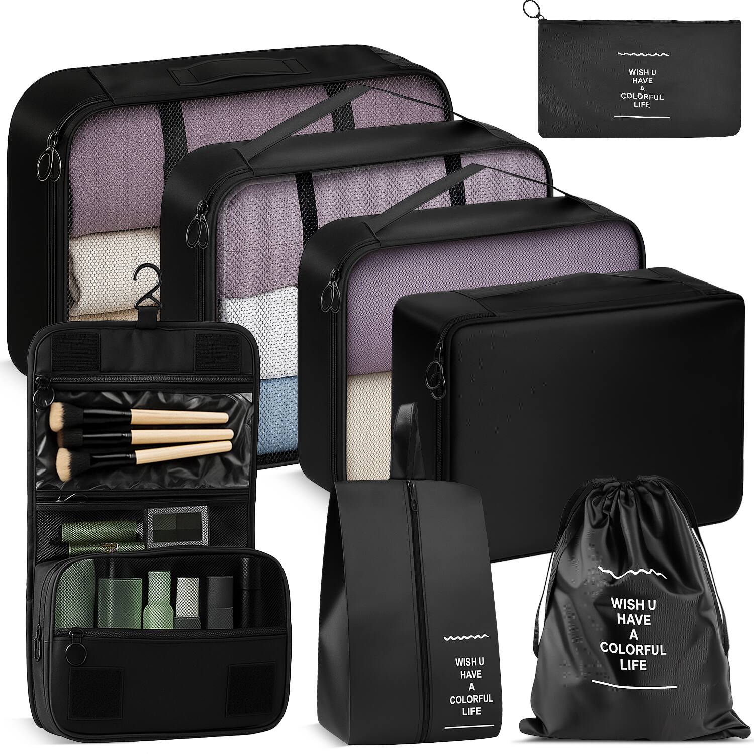 Dfb Packing Fosmon 8pc Packing Cubes Set, Packing Cubes for Travel, Travel Bags ...