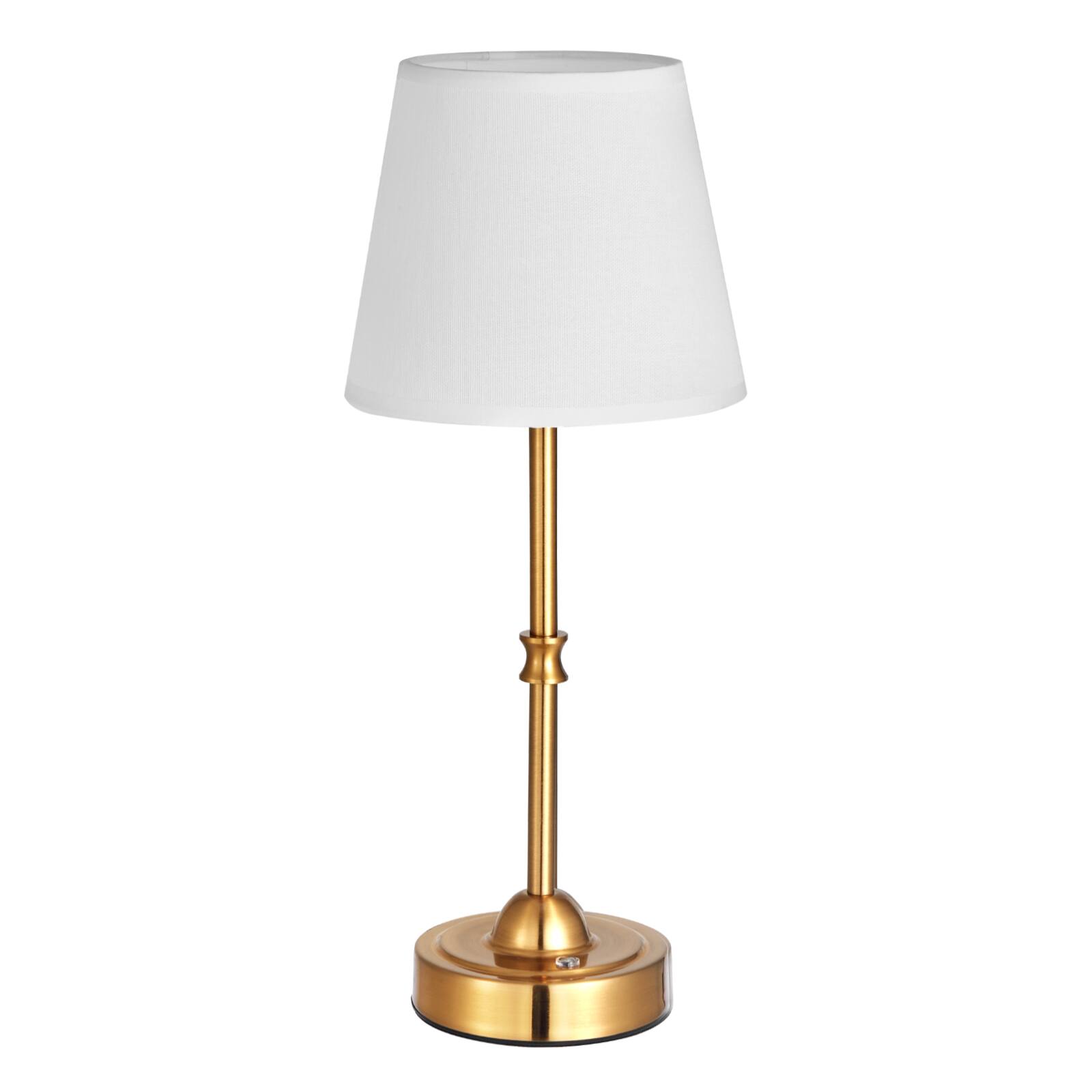Front. VEVOR - Cordless Table Lamp, 5200mAh Built-in Rechargeable Battery Desk Lamp, 3-Level Brightness, Fabric Shade - Gold.