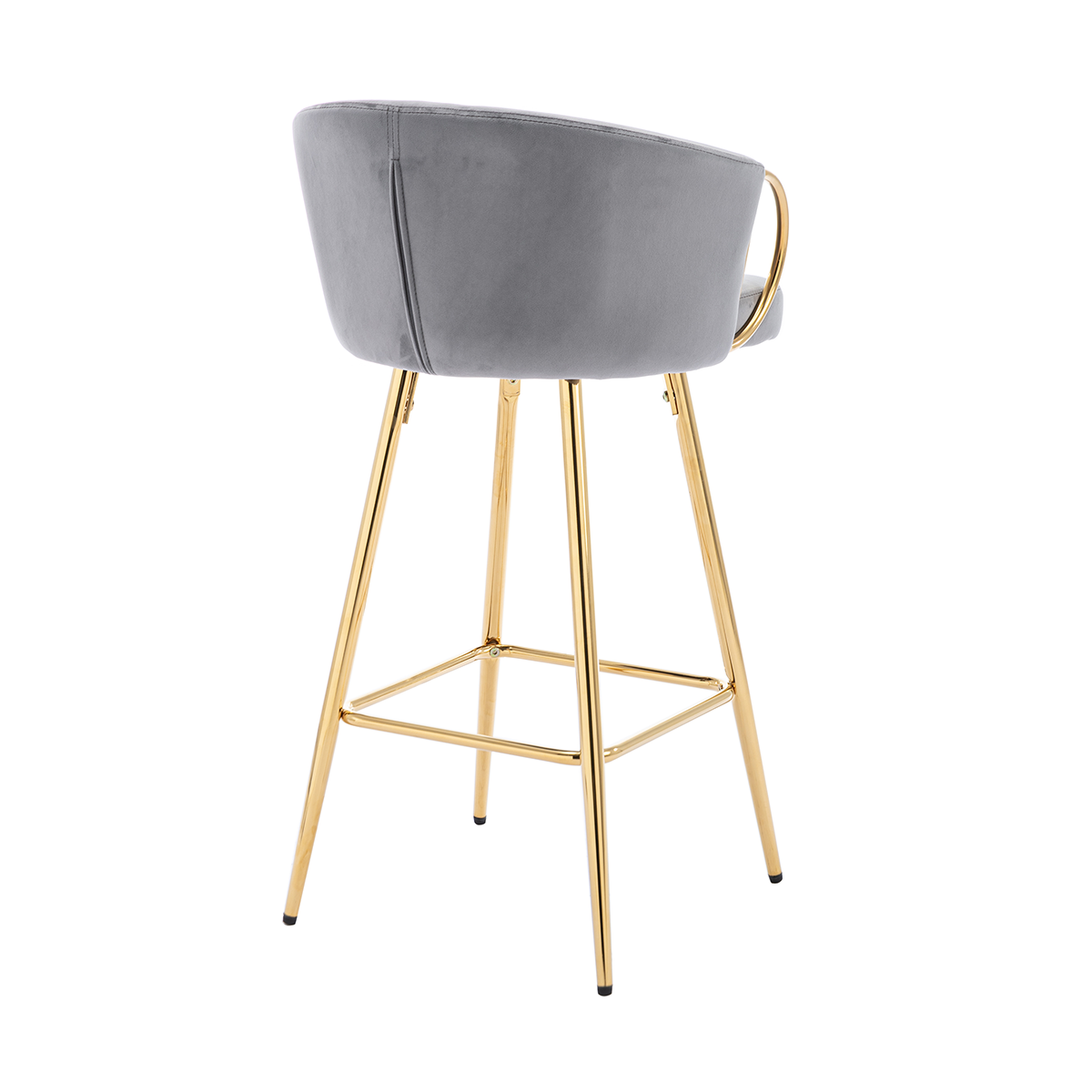 Alt View 2. Trinkets Crazed - 26" Velvet Counter Stools Set Of 2, Luxury Bar Chair With Low Back and Gold Legs For Kitchen Island - Gray.