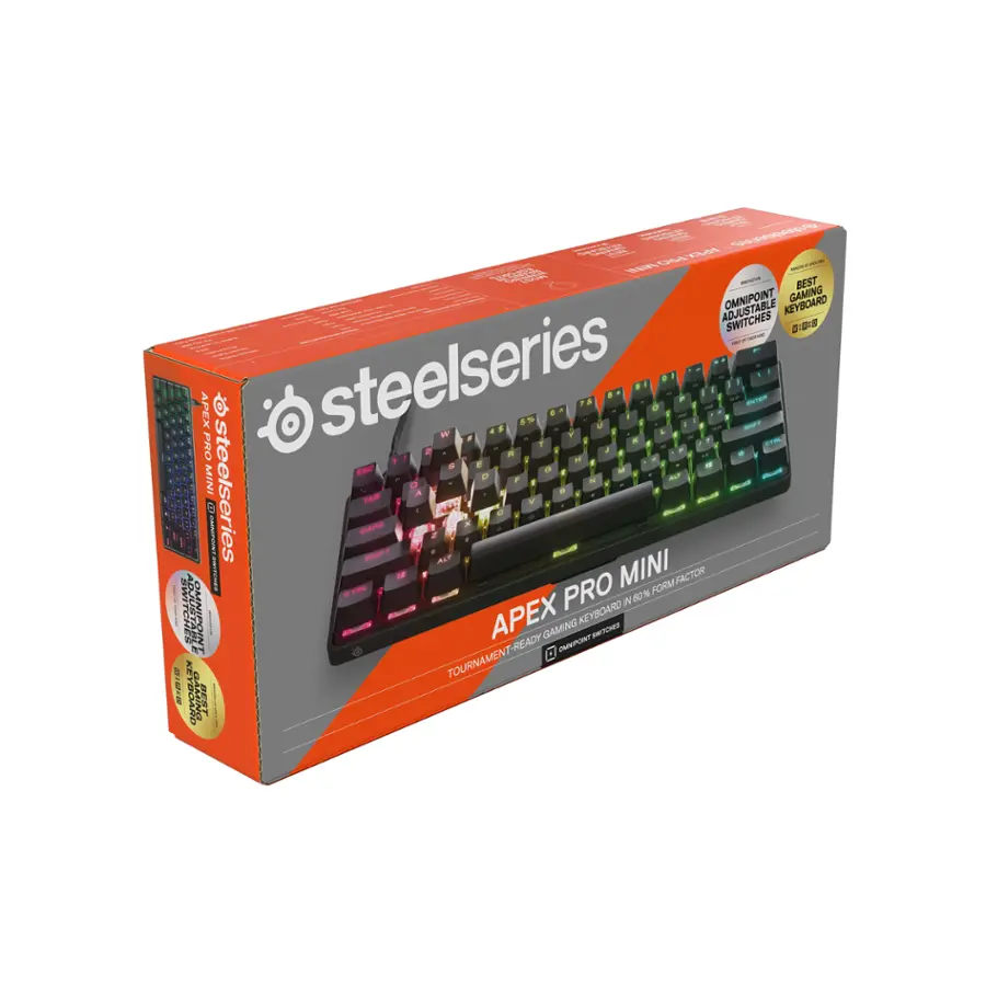 APEX PRO MINI steelseries 3 D a - d u . O 4 -  : - 4 i - - 1 PRO e a a a . . - : - . a - d . aT  MINI steelseries A a - R -A | CASP - - - no I - - .. - PRO MINI FORM FACTOR I 60% SWTCHES TOISTABLE OMNIPOINT  GAMING KEYSOARD SWITCNES  CHPOONT 1 FE TOURNAMENT-READY i KEVBOARD GAMI BEST