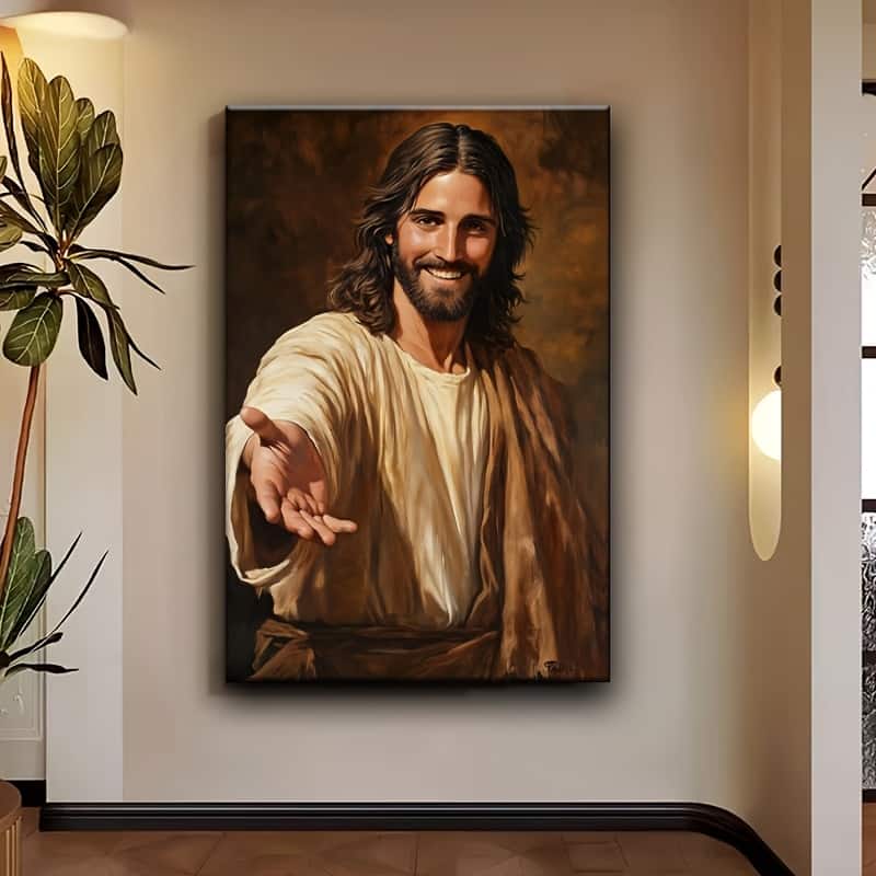 blue - Jesus Reaches Out to You" - Modern Canvas Wall Art with Wooden Frame, Perfect for Living Room, Office, or Hallway Decor - Color:12*18inch(30*45cm)