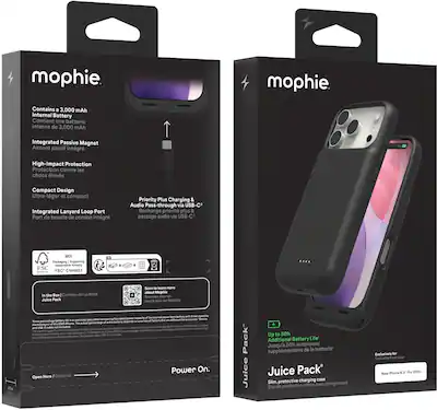 Mophie - Juice Pack Apple iPhone 17 Pro - Black Mophie - Juice Pack Apple iPhone 17 Pro - Black