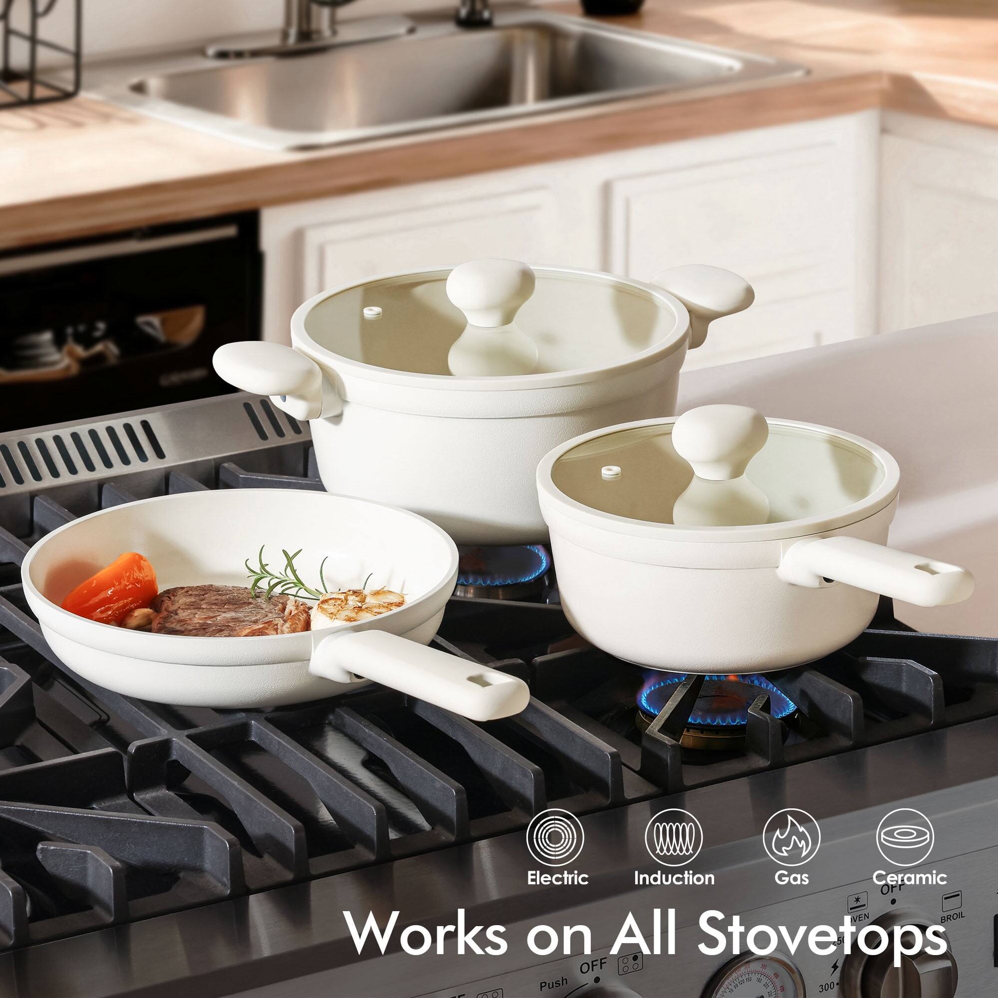 Electric Induction Gas Ceramic  
OFF * VEN BROIL  
Works on All Stovetops  
OFF 00 TIME At 16 2 Push CFC 300