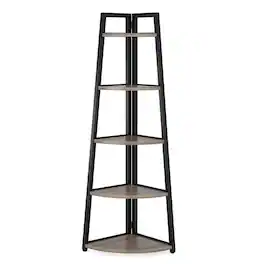 Kadyn - Bookshelf, Storage Shelf, Bookcase,5-Tier Corner Shelf, 70" Tall Corner Ladder Shelf Small Bookshelf - Gray