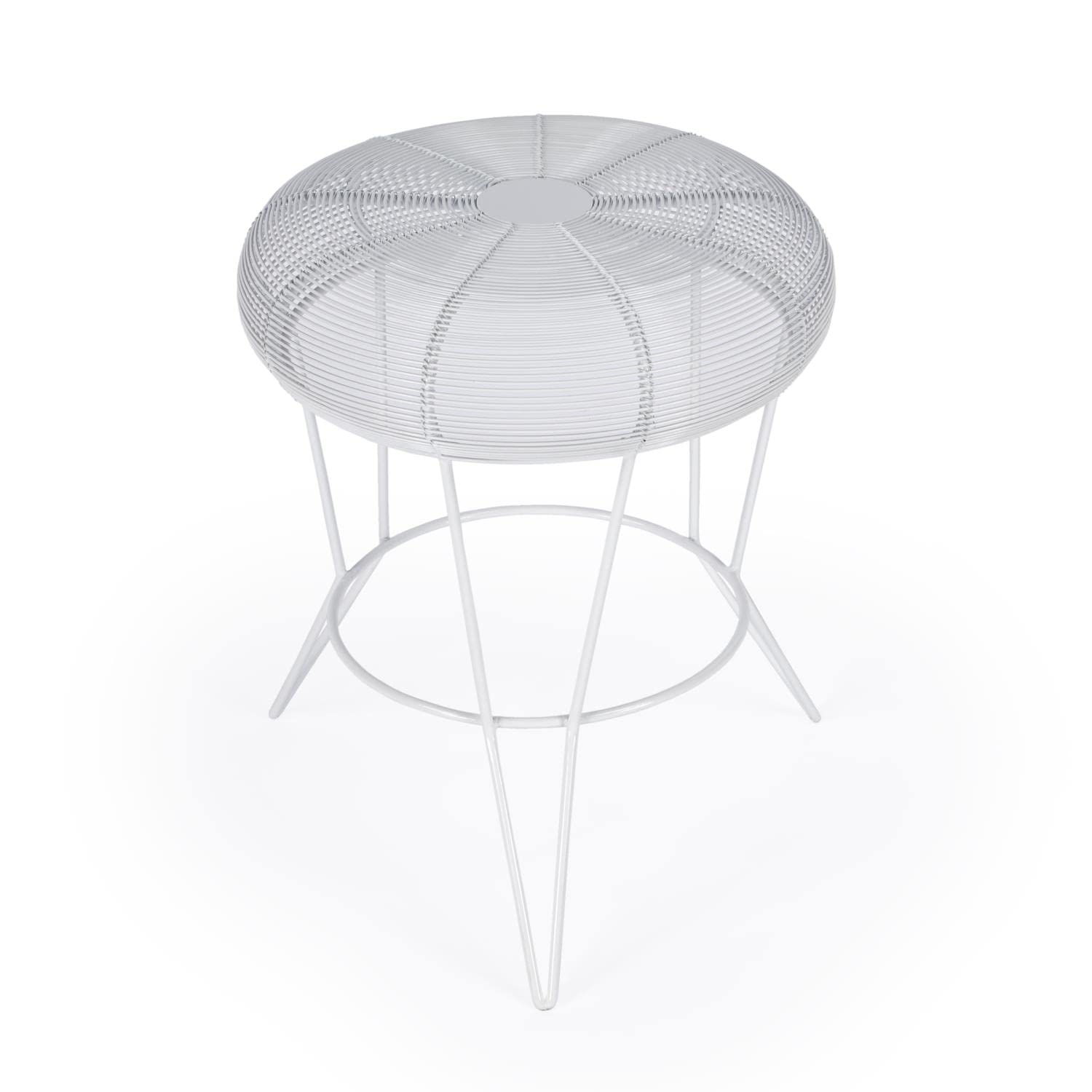 Back. Butler Specialty - Allen Decorative Wire Side Table - White.