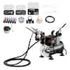 Front. VEVOR - Airbrush Kit, 1/6 HP, Air Brush Kit with Air Compressor, 3 Dual-Action Professional Airbrushes with 3 Tips - Black.