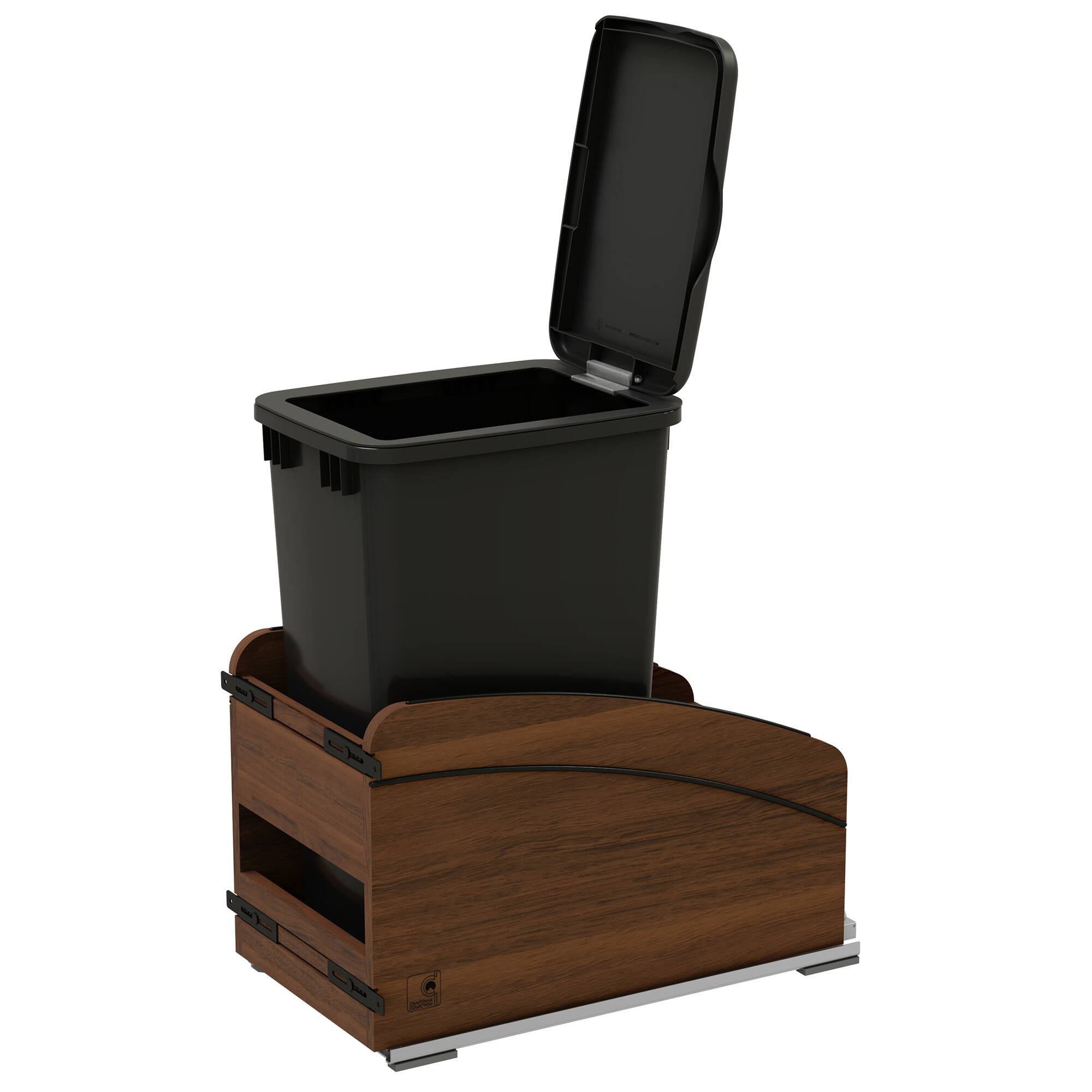 Alt View 8. Rev-A-Shelf - Rev-A-Shelf Walnut Wood Pullout Waste Container, Soft-Close, 50 qt, Black - Walnut.