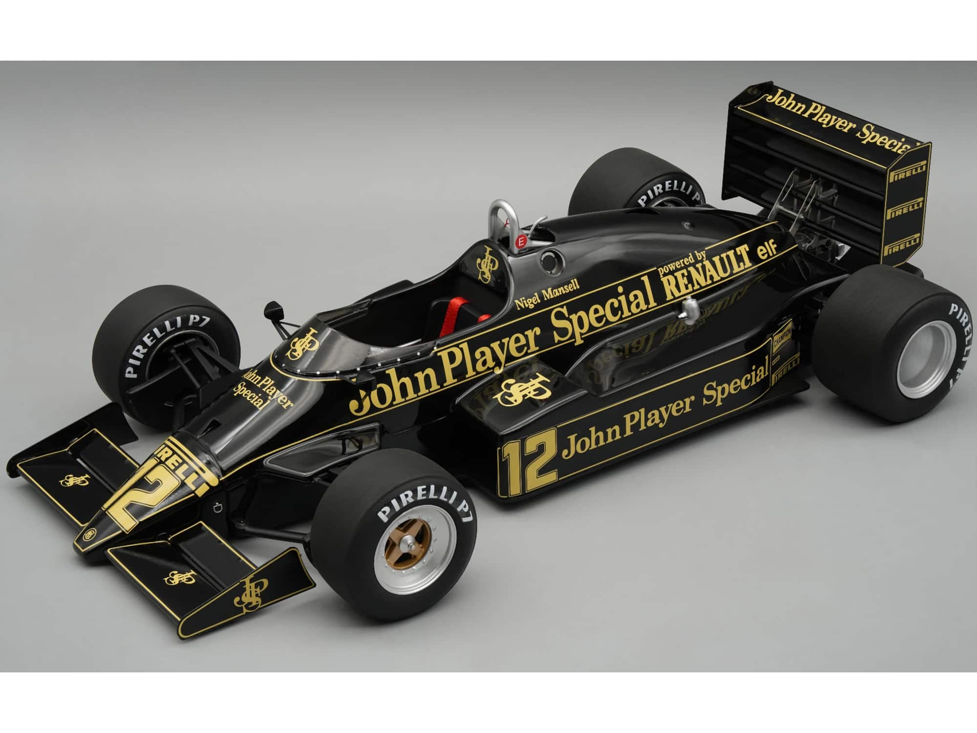 Lotus 94T #12 "John Player Special Team Lotus" 3rd Place F1 "European GP" (1983) with Case 1/18 Model Car by Tecnomodel