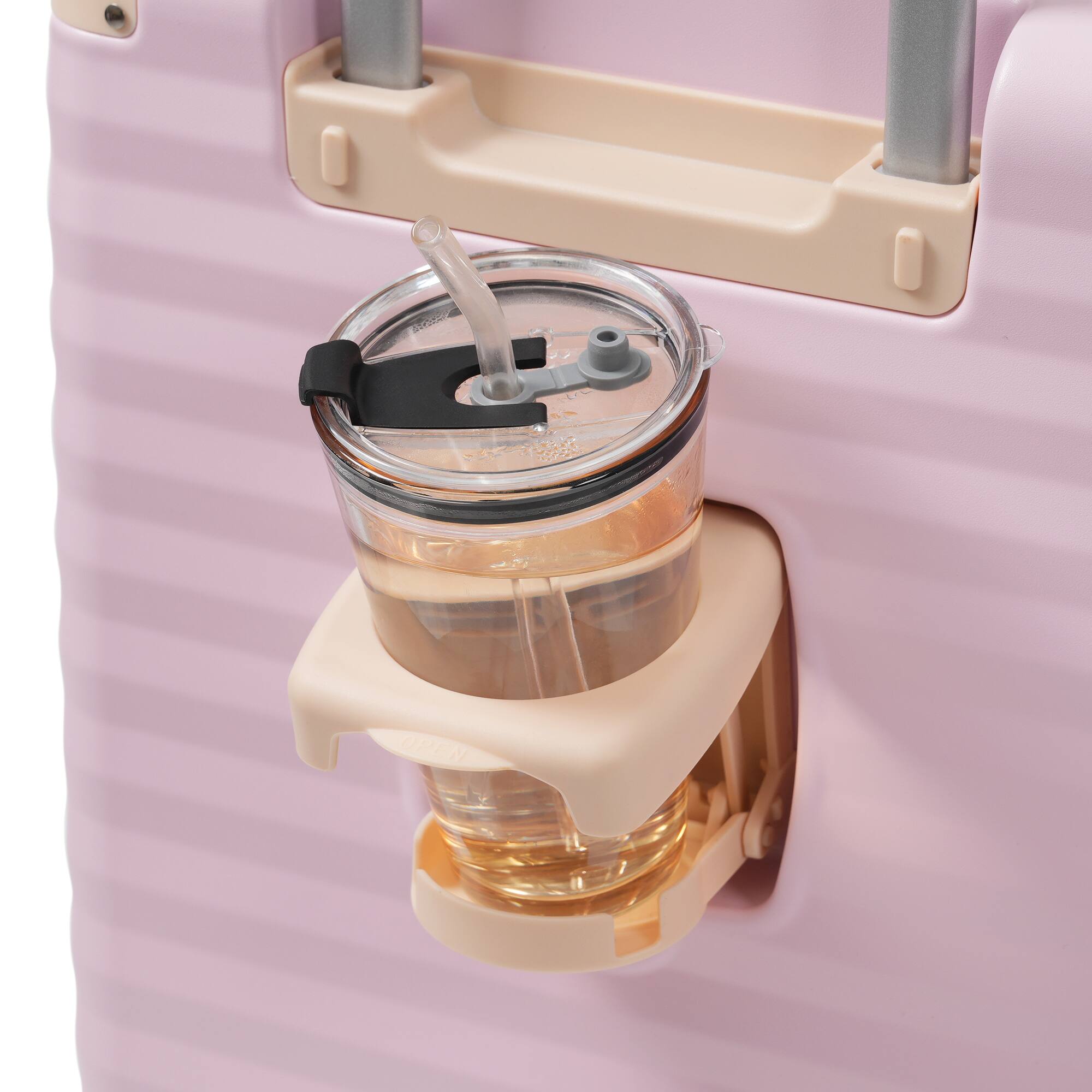 Alt View 9. Ecooso - 5-Piece Expandable ABS Spinner Luggage Set with TSA Lock, USB Port Carry-On, Cup Holder, Duffel, and Toiletry Bag - Pink.