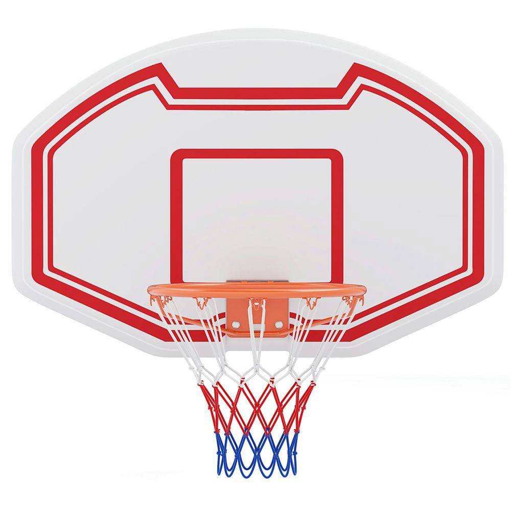 Front. Resenkos - Wall Mount Shatterproof Backboard Basketball Hoop - White/Red - Red.