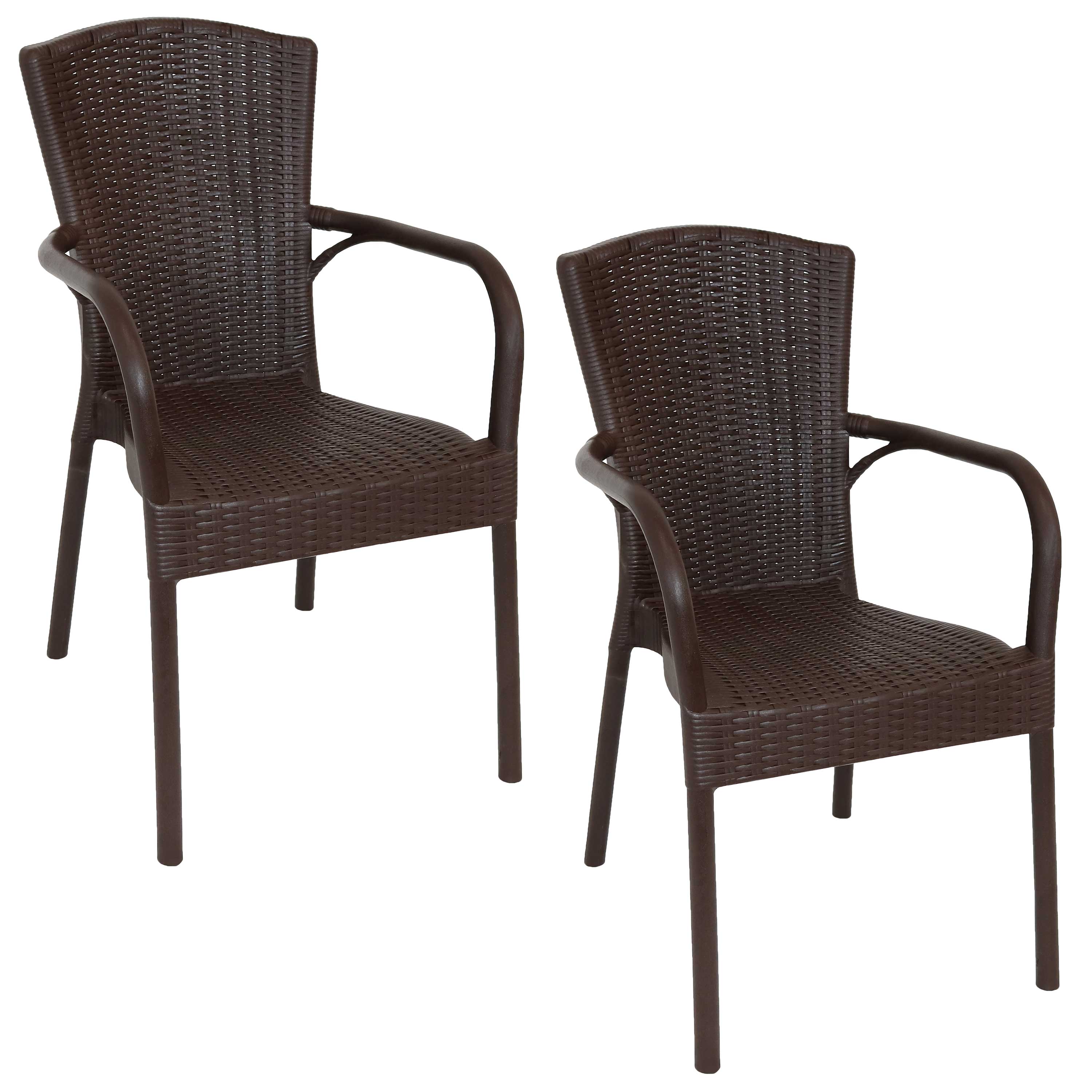 Sunnydaze - Segesta All-Weather Plastic Patio Armchair - Set of 2 - Wenge
