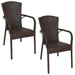 Sunnydaze - Segesta All-Weather Plastic Patio Armchair - Set of 2 - Wenge