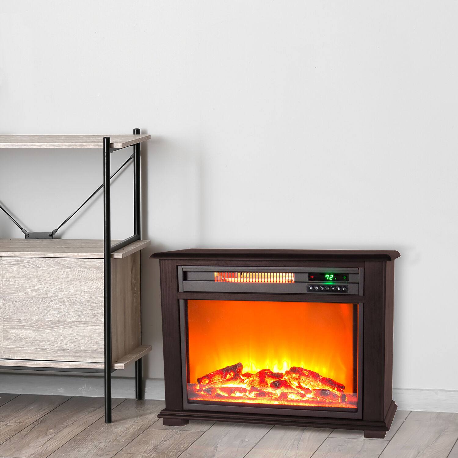 Alt View Zoom 15. Lifesmart - 3-Quartz Infrared Fireplace Heater - Dark Walnut.