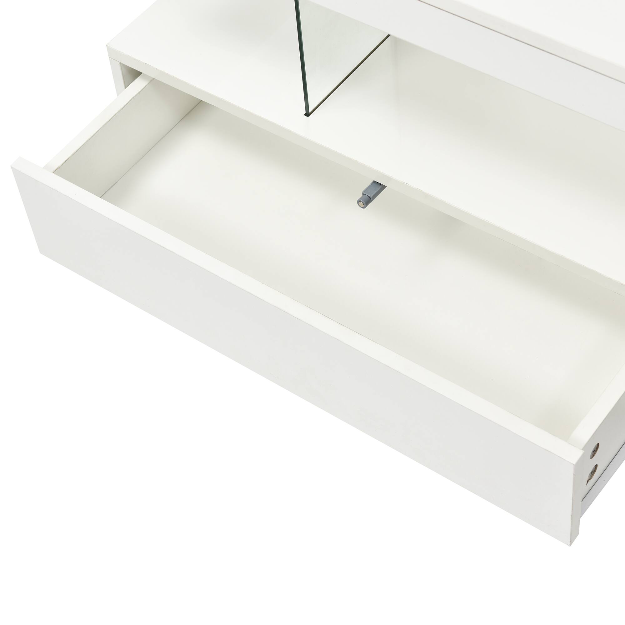 Alt View 4. APRILSOUL - Modern Handcraft Drum Coffee Table Square Living Room Small Wooden Table Sturdy Plastic Pedestal Black - White.