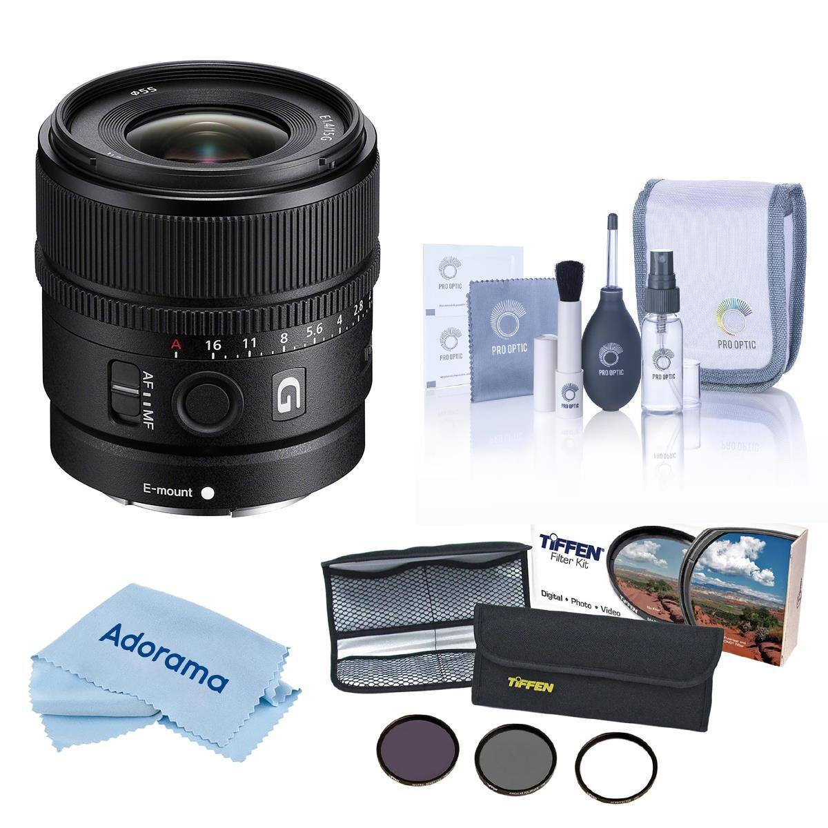 55
E1.4/15G
AF . MF
A 16 11 8
A 2.8 5.6 /
PRO OPTIC
PRO OPTIC
PRO OPTIC
E-mount Adorama
TIFFEN Filter Kit Digital Photo Video TiFFEN