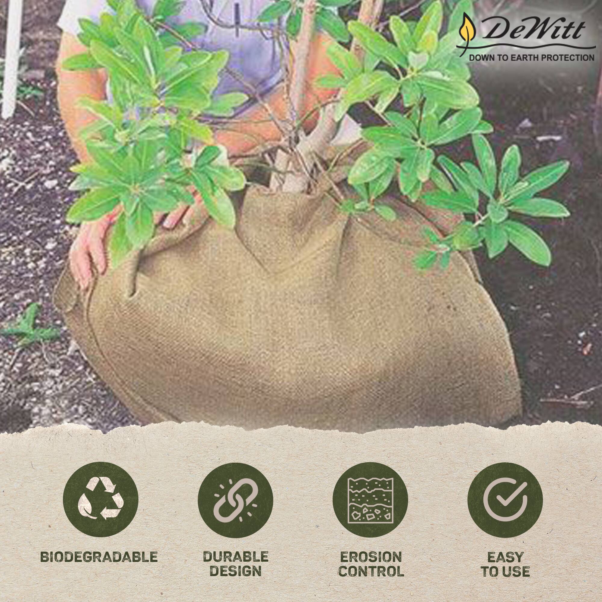 DeWitt  
DOWN TO EARTH PROTECTION  

- BIODEGRADABLE  
- DURABLE DESIGN  
- EROSION CONTROL  
- EASY TO USE