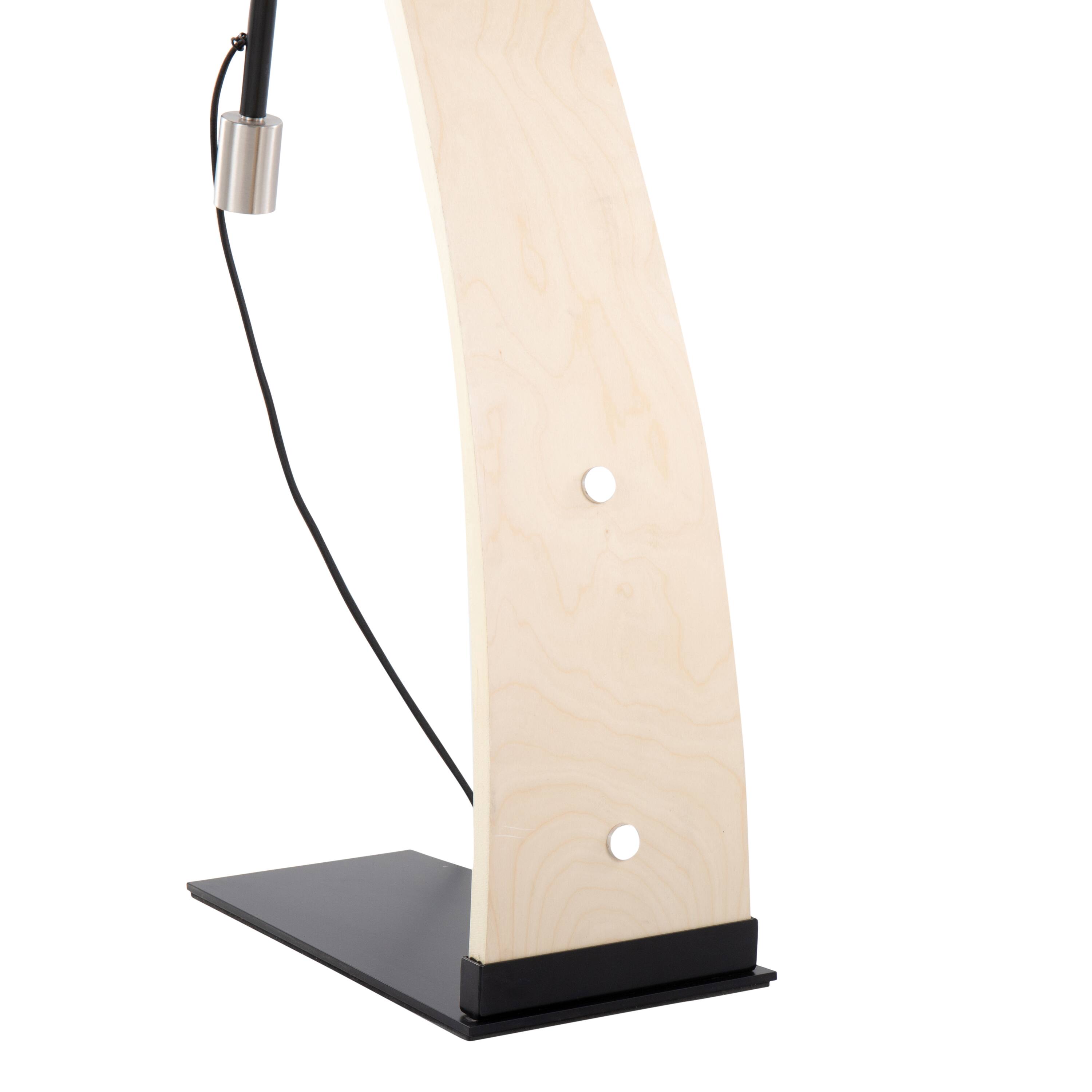 Alt View 1. Loheer - Loheer Natural Wood Floor Lamp with White Linen Shade for Living Room Bedroom Arched Standing Tall Light - Natural Wood,White.