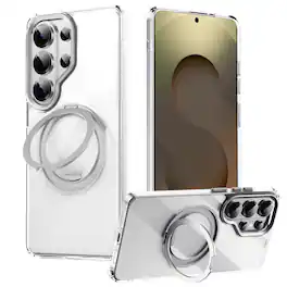 Dteck - Magnetic Case For Samsung Galaxy S26 Ultra Shockproof 360° Rotatable Magnetic Ring Kickstand Cover - Clear