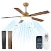 Front. Vaczon - 52" Modern Gold 6-Speed Dimmable LED Smart Ceiling Fan with Light and Remote and APP Control, Reversible Blades - Gold.