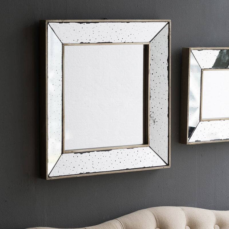 Left. BreeBe - 18x18 Distressed Silver Square Accent Mirror Traditional Framed Wall Mirror for Living Room Entryway Office Bedroom - Silver.