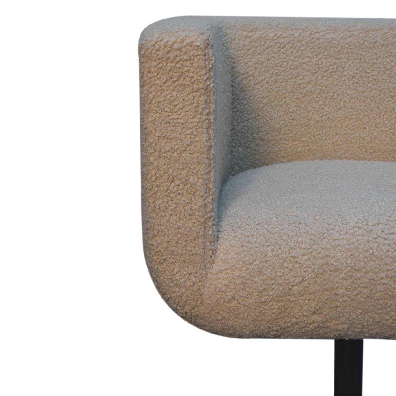 Alt View 1. Artisan Furniture - Artisan Furniture Solid Wood Cream Boucle Swivel Chair, Upholstered, Cream - Cream.