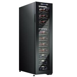 KingChii - 27-Bottle Dual Zone Wine Cooler Refrigerator with Digital Temperature Control and Low Noise Compressor - Black