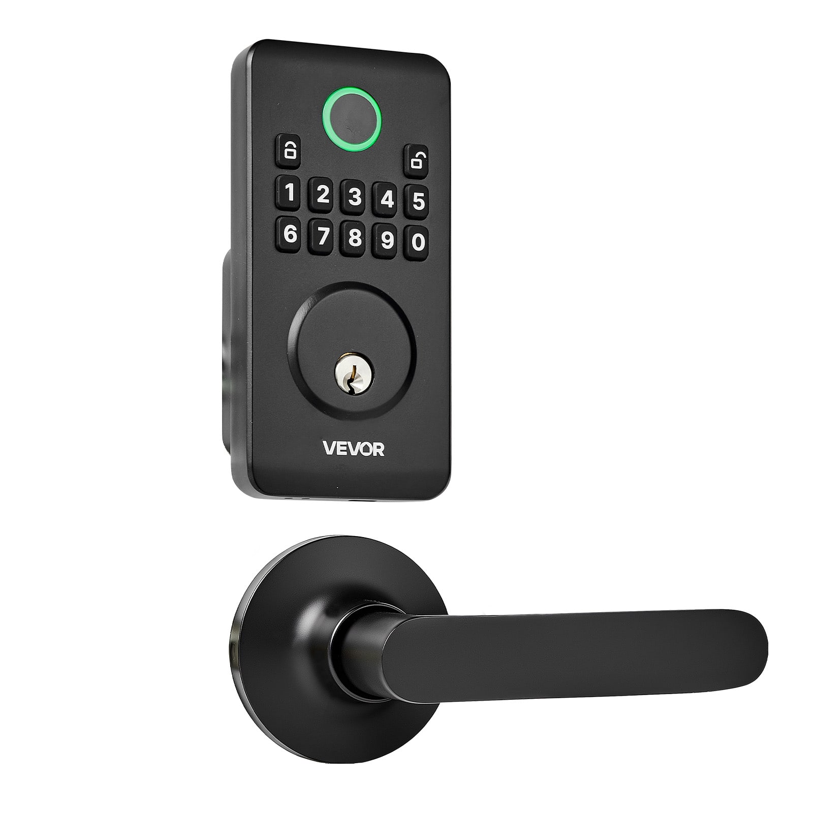 VEVOR - Keyless Entry Door Lock with Handle Set, Electronic Keypad Deadbolt with Lever Handles, Pioneering Easy-Grip Design - Matte Black