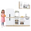 Front. Gymax - Gymax 2 PCS Kids Kitchen Playset w/Fridge Dishwasher Microwave Oven & Accessories Natural - Yellow.