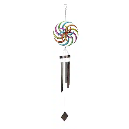 Front. Things2Die4 - Metal Multicolor Wind Spinner Hanging Chimes Outdoor Decor Garden Patio Art - Multicolored.