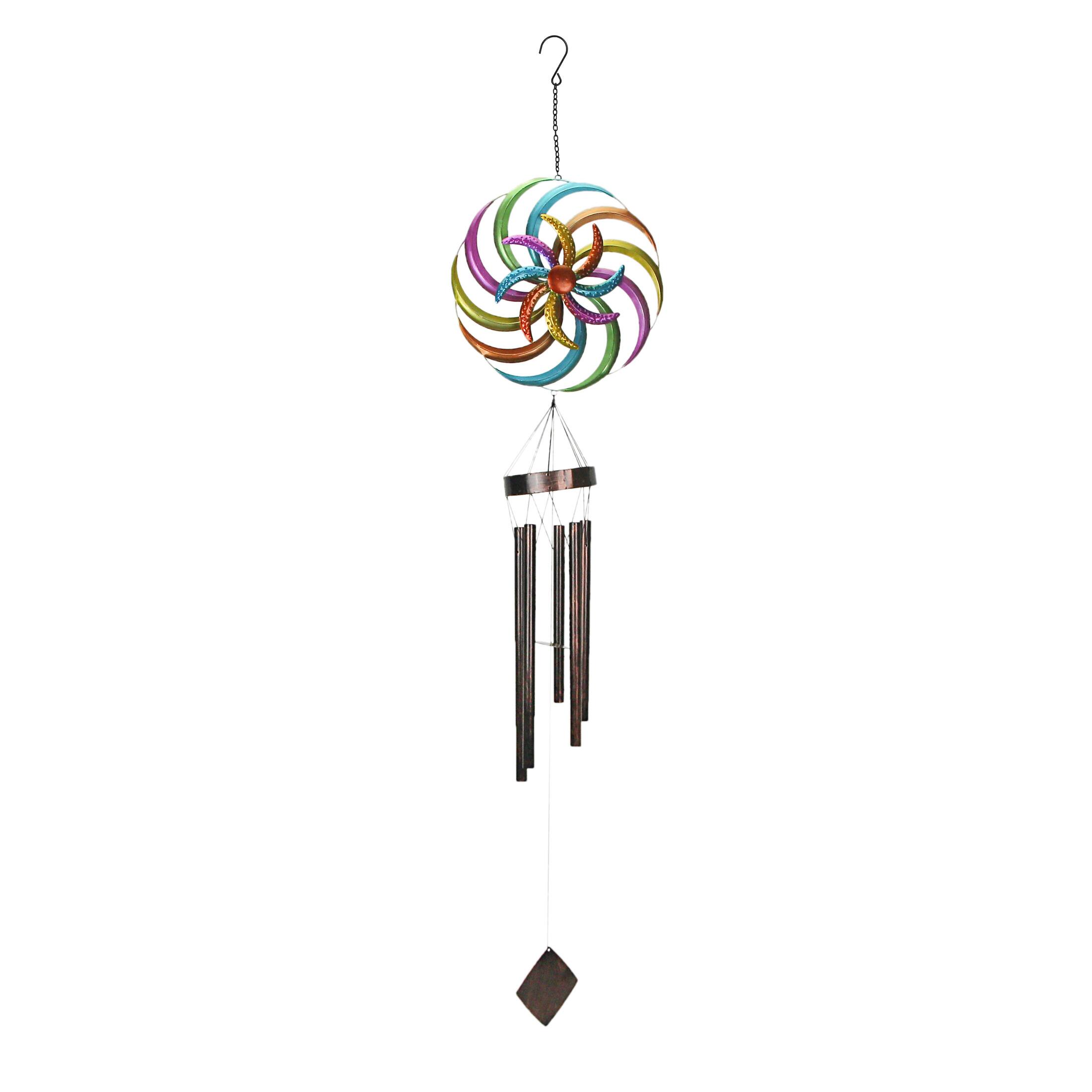 Front. Things2Die4 - Metal Multicolor Wind Spinner Hanging Chimes Outdoor Decor Garden Patio Art - Multicolored.