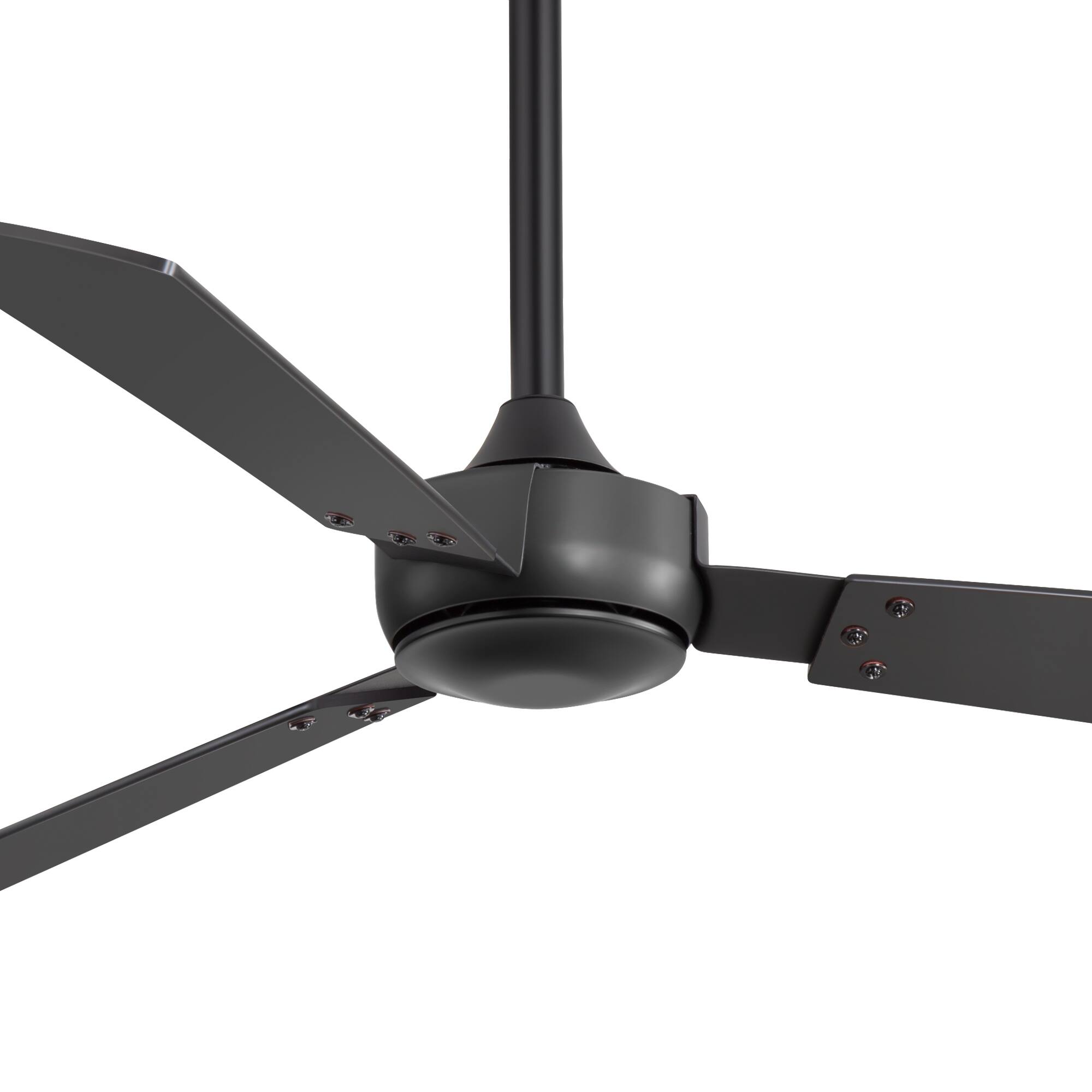 Left. Breezary - 52-Inch Indoor Modern No-Light Ceiling Fan, DC Motor, 6-Speed Remote Control, 3 Blades, 4"/8" Downrods, Single or 2 Pack - Black and Woodgrain-Single.