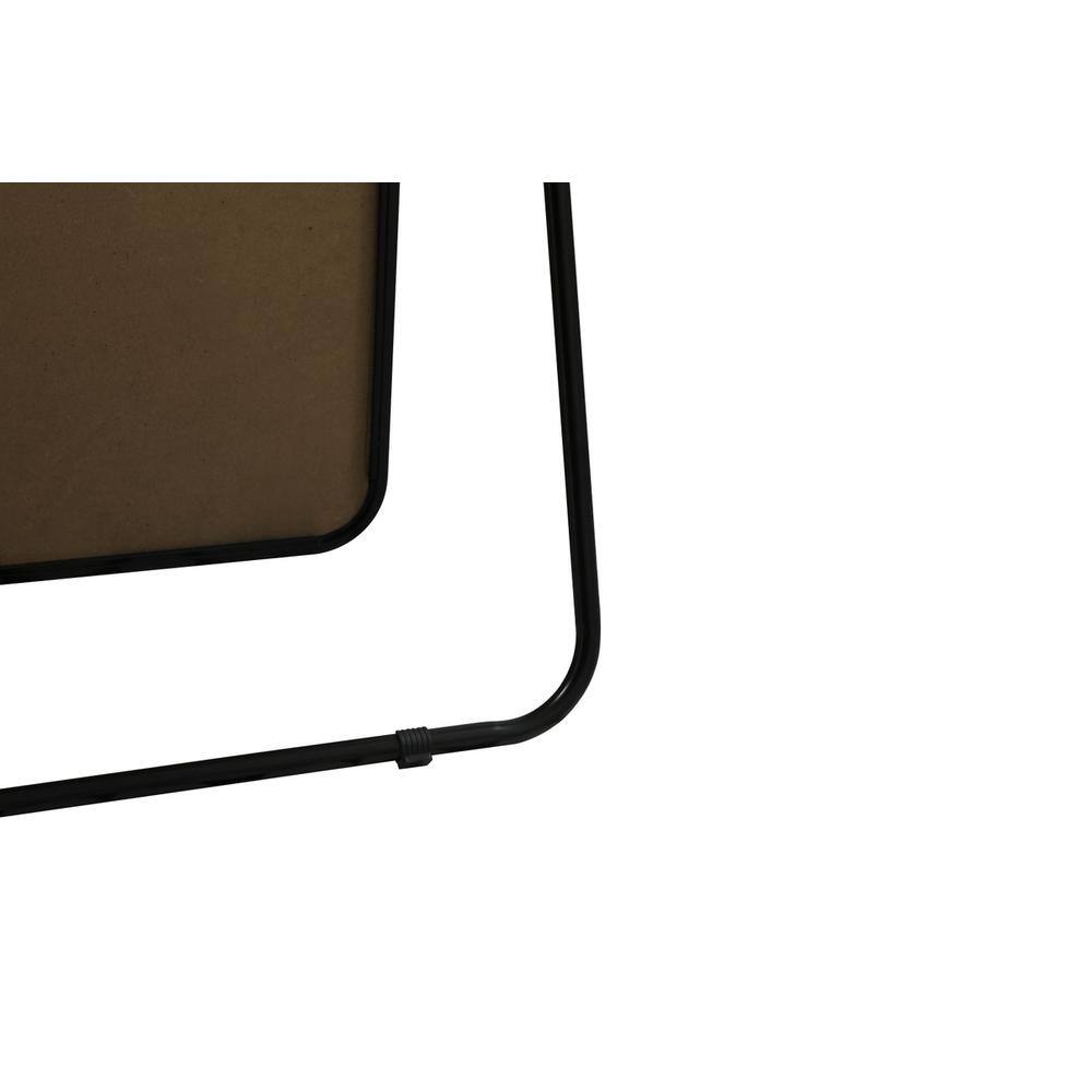 Back. Elegant Decor - Soft Corner Metal Rectangle Mirror 32x72 Inch in Black - Black.