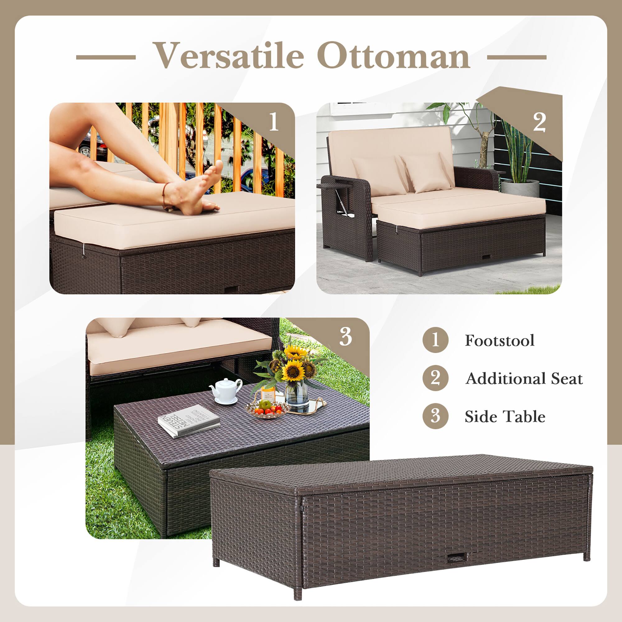 Versatile Ottoman 1 2 8 3 1 Footstool 2 Additional Seat Cot 3 Side Table