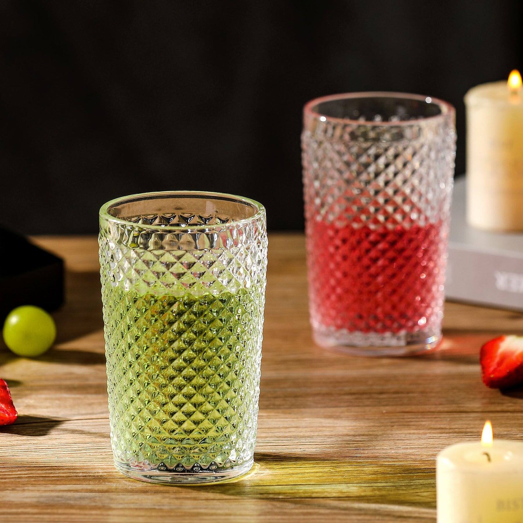 Back. BreeBe - Chroma Clear Vintage Beverage Drinking Glass (13.1 oz. set of 6) - Clear.