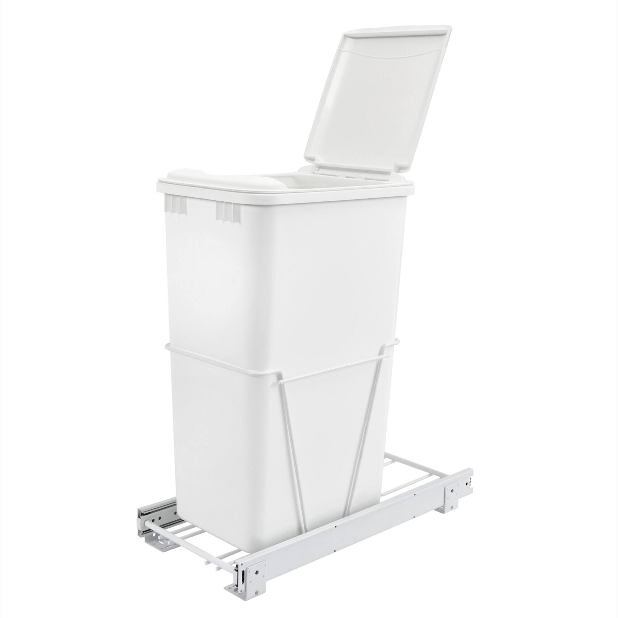 Alt View 1. Rev-A-Shelf - Rev-A-Shelf Pullout 50 qt. Sliding Trash Can for Kitchen, White, RV-12PB-50 S - White.
