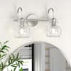 Front. PAIHOME - 2-Light Bathroom Light Fixtures, 11" Modern Vanity Lights with Clear Glass Shade, Bathroom Wall Lamp, E26 Base UL Listed - Silver.