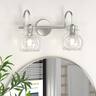PAIHOME - 2-Light Bathroom Light Fixtures, 11" Modern Vanity Lights with Clear Glass Shade, Bathroom Wall Lamp, E26 Base UL Listed - Silver