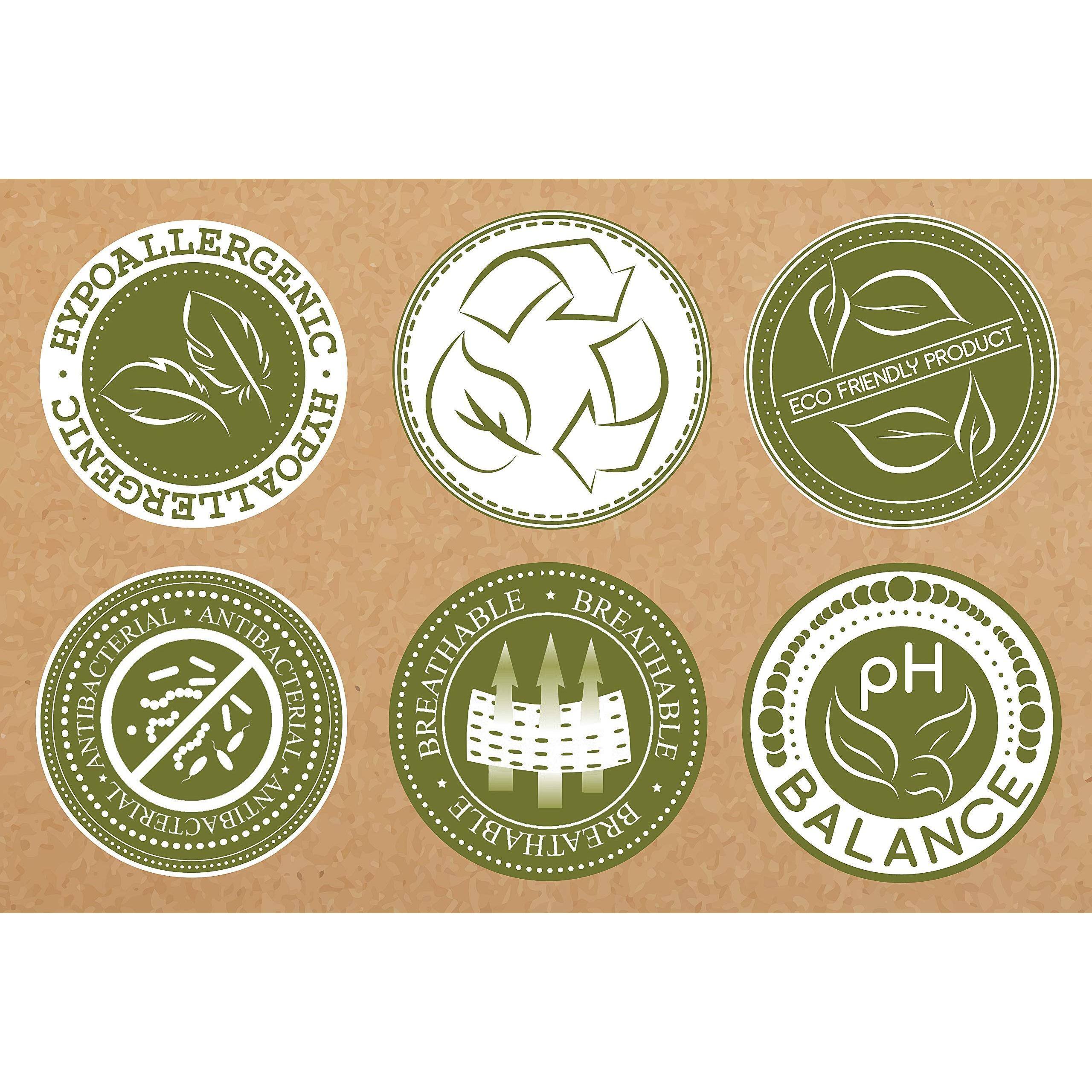 Sure, here is the corrected and grouped text from the image:

1. HYPOALLERGENIC
2. ECO FRIENDLY PRODUCT
3. ANTIBACTERIAL
4. BREATHABLE
5. pH BALANCE